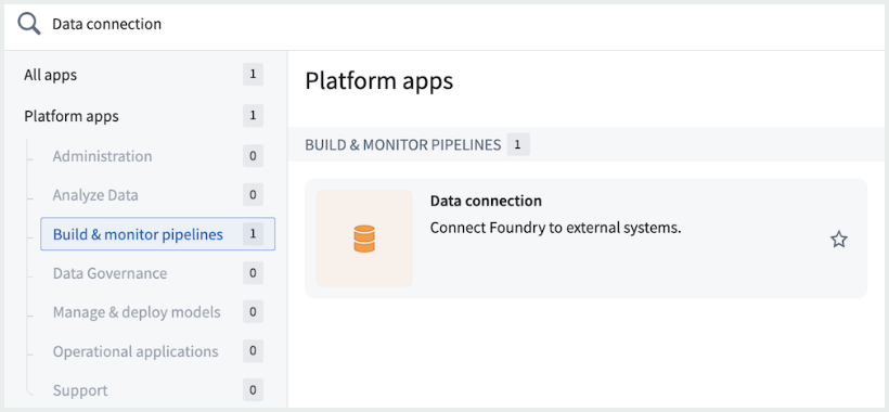 Applications Portal의 Data Connection 앱